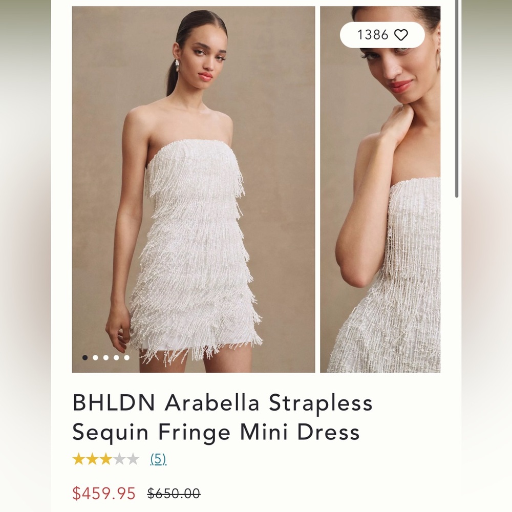 BHDLN ARABELLA STRAPLESS SEQUIN FRINGE DRESS